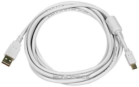 Monoprice 1.5-Feet USB 2.0 A Male to Mini-B 5pin Male 28/24AWG Cable with Ferrite Core (Gold Plated) (105446),Black......
