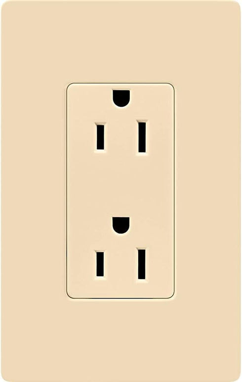 Lutron Claro 15 Amp Duplex Outlet, CAR-15-IV, 125 Volts, Ivory...