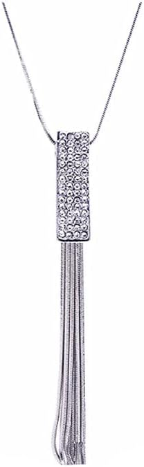 Cathercing Rhinestone Tassel Pendant Long Necklace for Women Sweater Chain Statement Necklace Choker Adjustable Elegant Jewelry Crystal Accessorie...