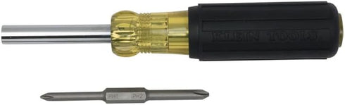 Klein Tools 32559 Multi-bit Screwdriver / Nut Driver, Extended Reach 6-in-1 Tool with Nut Driver, Phillips and Slotted Bits...