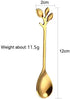 2 Pack Stainless Steel Leaf Coffee Spoon Tableware Dessert Spoons, Stirring, Mixing, Sugar, Stir, Ice Cream, Cake, Teaspoon 4.7 inch Gold...