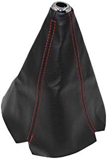 Universal Auto Manual Gear Shift Knob Boot Dust Cover?Made of Black Pu Leather with Red Seams and Blue Seams (red)...