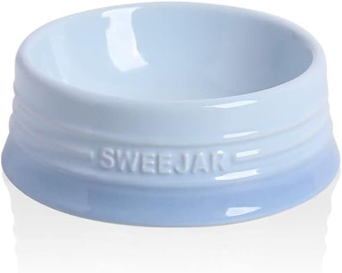 Sweejar Gradient Dog Bowl, Ceramic Dog Food Dish for Puppy and Kitten, Porcelain Pet Bowl for Food and Water 8 oz (Gradient Light Blue)...