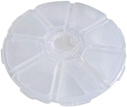 ALL in ONE 3pcs Round Clear Plastic Storage Box Bead Organizer Display Containers (10X2.5cm 8 Grids)...