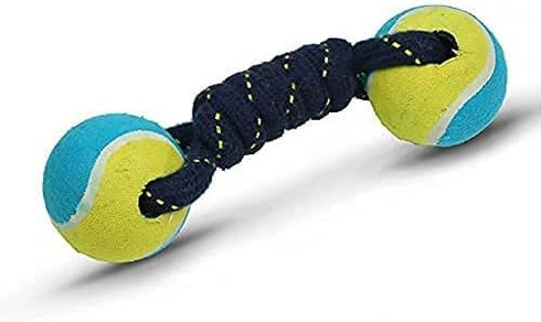 Attractive Cotton Poly Mix Ball Toys Pack of 1 Durable Teeth Cleaning & Training Toy for Dogs Puppy Chew Teething Ball Set Rope Ball Dumbbell...