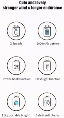 Handheld Mini Fan with Power Bank, Flashlight | For Women, Travel, Outdoor, Office, Home USB Rechargeable (Blue)......