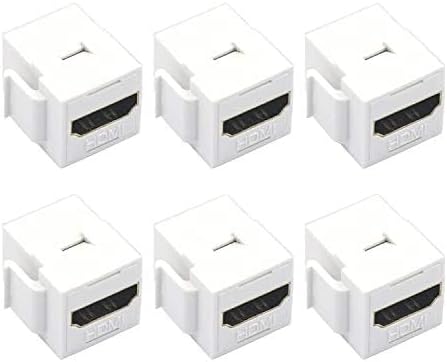 VCE 4K HDMI Keystone Jack 6-Pack, HDMI Female to Female Adapter HDMI Coupler Snap-in for Keystone Wall Plate, White...