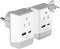 Ceptics European Travel Plug Adapter, Schuko QC 3.0 & PD Safe Dual USB & USB-C - 2 USA Socket - Compact & Powerful - Use in Greece Italy Switzerla...