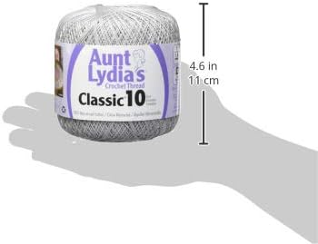 Aunt Lydia Coats Crochet 154-435 Crochet, Cotton Classic Size 10, Silver...