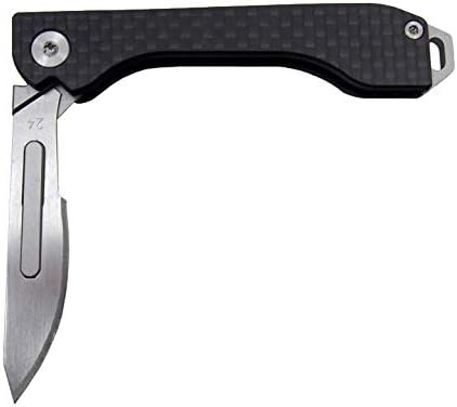 Folding Scalpel Knife with Carbon Fiber Handle & 10 Replaceable Blades, Slip Joint Action, EDC Pocket Knife for 22/23/24 blade...