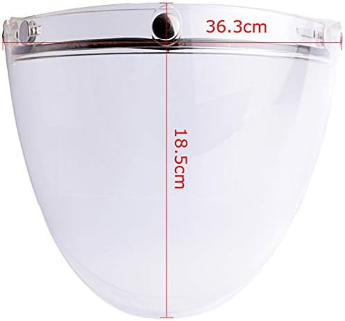 Universal 3-Snap Flip Up Visor Shield Lens for Retro Open Face Motorcycle Helmet (Clear)...