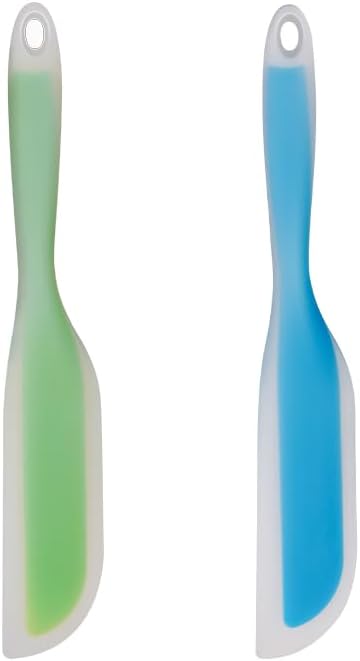 Nonstick Silicone Knife Shaped Flexible Kitchen Spatula Scraper Turner,Kitchen Cooking Utensils With Nylon Core (Blue&Green)...