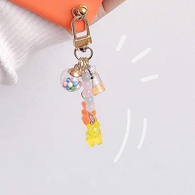 Purple Cute Resin Gummy Bear Key Chain Candy Color Animal Bear Charms Keychains Car Keys Bag Pendant Keyring Jewelry Gift Accessories...