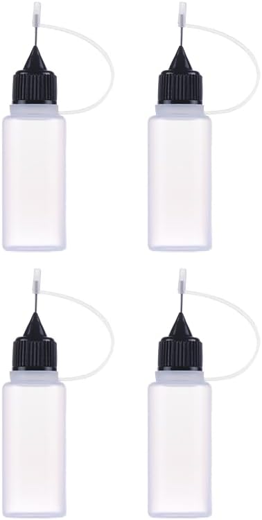 CTFRQC Precision Tip Applicator Bottle 15ml. 4 Needle Tip Squeeze Bottles for Acrylic Painting, DIY Quilling and Paper Craft, Black...