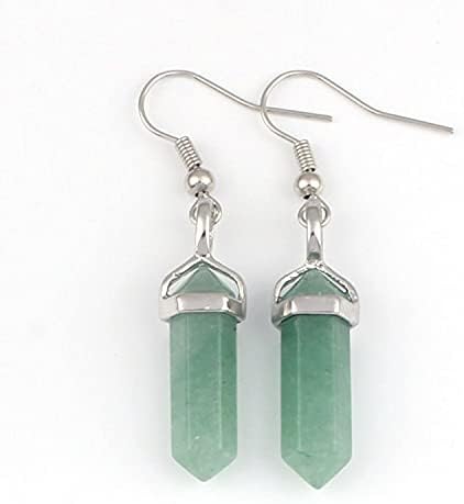 Healing Crystal Hexagonal Points Drop Dangle Earrings Set Quartz Natural Stone for Women Chakra Natural Quartz Stones Amethyst Gemstone Hook Spiri...