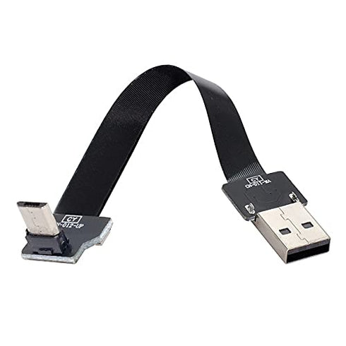 NFHK Up Angled USB 2.0 Type-A Male to Micro USB 5Pin Male Data Flat Slim FPC Cable for FPV & Disk & Phone 50CM...