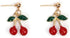 Fuqimanman2020 18K Gold Plated Sweet Red Cherry Fruit Drop Dangle Earrings Pendant Necklace Set Crystal Christmas Fruit for Women Statement Aesthe...