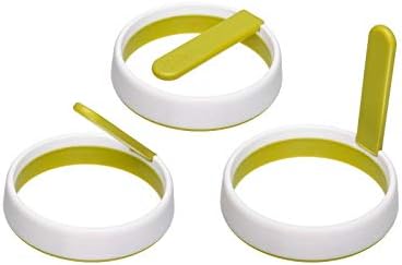 MSC International 17343 50666 Joie Eggy 3.5" Non-Stick Silicone Compact Egg Ring with Folding Handle, Assorted Colors...