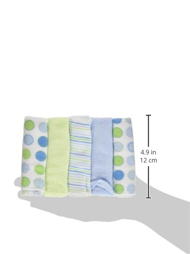 Spasilk Washcloth Wipes Set for Newborn Boys and Girls, Soft Terry Washcloth Set, Pack of 10, Blue Dots...