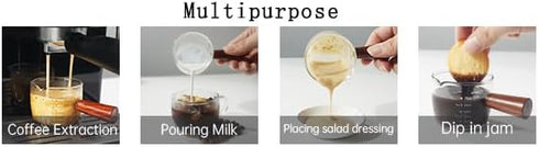 1 Pack Espresso Shot Glass 75ML Triple Pitcher Barista Single Spouts With Wood Handle By BCnmviku...