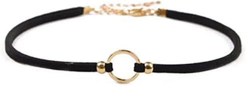 Boho Goth Black Choker Necklaces Velvet Hippie Punk Cool O Circle Necklace For Women Teen Girls Adjustable Layered Unique Fashion Party Jewelry Gi...