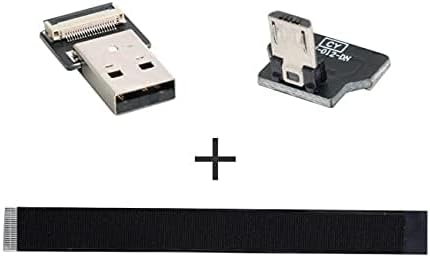 Cablecc Down Angled USB 2.0 Type-A Male to Micro USB 5Pin Male Data Flat Slim FPC Cable for FPV & Disk & Phone 200cm...