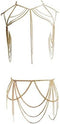 Sexy halloween women's body chain set layered chain necklace bra waist chain summer fashion Bohemian jewelry set beach party set (silvery-6985)...