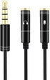 Audio Splitter Cable Y Adapter Micro Headset 3.5mm Male to 2 Female for Headphone Desktop and Laptop (Black)...