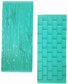 Texture 2-Piece Mold Set Tree Bark and Brick Wall Impression Moulds Gum Paste Impression Mat Fondant Cake Decorating Gobaker Supplies for Cupcake ...