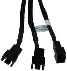 Phobya Premium 3-Pin x 3 Fan Cable Splitter (Power 3 Fans from One Connection Black Sleeving & Black Connectors...