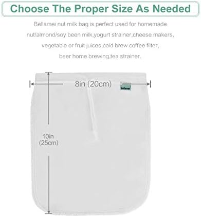 Nut Milk Bag Reusable 3 Pack Food Strainer Nut Bags For Almond/Soy Milk Greek Yogurt Professional for Cold Brew Coffee Tea Beer Juice Fine Italian...