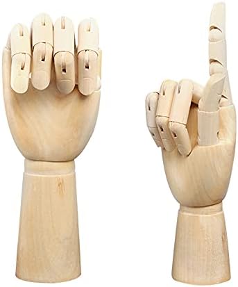 Wood Artist Drawing Manikin Articulated Mannequin with Wooden Flexible Fingers 10" Left Hand (10 inches-The Right Hand)...