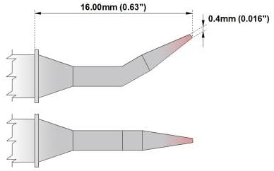 Thermaltronics PM75B325 Bent Sharp 30deg 0.4mm (0.016in) interchangeable for Metcal SFP-CNB04...