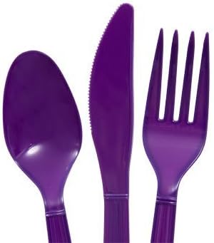 Dark Purple 48-Piece Plastic Utensils Set...