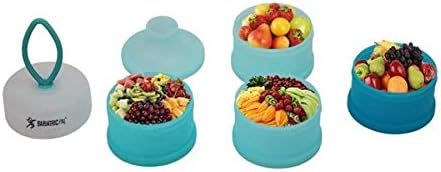 BariatricPal 4 Compartment Detachable, Stackable, and Portion Controlled Food & Powder Storage Containers (Blue-Teal)...