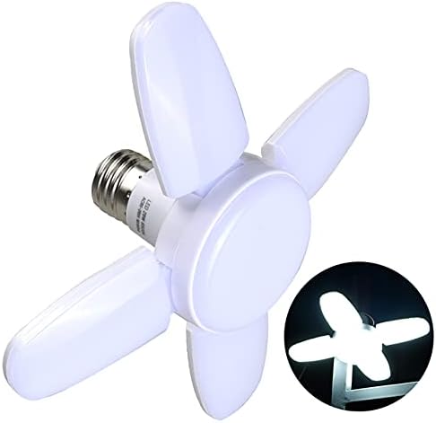 E27 LED Bulb Fan Blade Timing Lamp AC85-265V 28W Foldable Led Light Bulb Lampada for Home Ceiling Light with Remote Controller (Only Fan Bulb)...