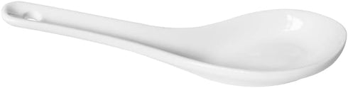 3 pcs Asia Porcelain Soup Spoon Ceramic Rice Spoons Chinese Won Ton Spoons for Home Kitchen Restaurant White...