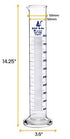 EISCO Graduated Cylinder, 500ml - Class B Tolerance ±5.00ml - Round Base - Blue Graduations - Borosilicate 3.3 Glass...