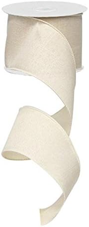 Solid Canvas Wired Edge Ribbon, 10 Yards (Cream, 2.5 Inches)...