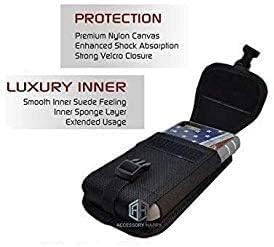 AH Military Grade Cell Phone Carrier Holster Men Cell Phone Belt Holder, Compatible w/ [iPhone iPhone 12 Mini SE 5 5S 5C Samsung J1 J3 LG K7 K10 &...