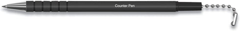 1InTheOffice Pen with Chain 7mm, Security Pen with Adhesive Pad, Desk Pen with Ball Chain for Business Counter, Black, (8/Pack)...