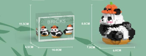 3D Mini Building Blocks, Micro BlocksToy Gift,Easter/Birthday/Christmas (Panda Pumpkin hat 396 PCS)...