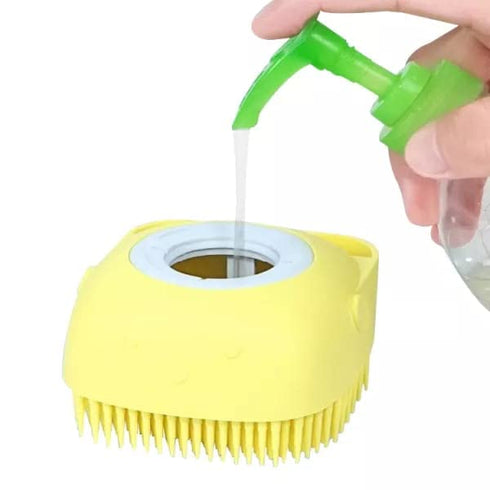 New hair scalp massage shampoo brush for dogs and cat bath pet silicone soft dog, Yellow...