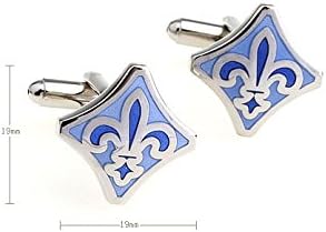 Fleur-de-lys Fleur De Lis Blue & White Pair Cufflinks in a Presentation Gift Box & Polishing Cloth (Fleur bld)...