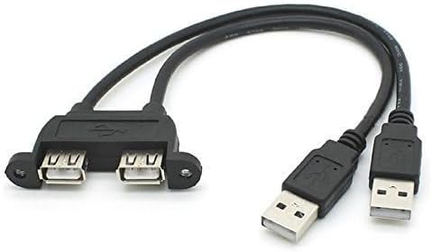 Seadream Dual USB 2.0 Male to Female Extension Cable 30cm with Screw Panel Mount Holes...