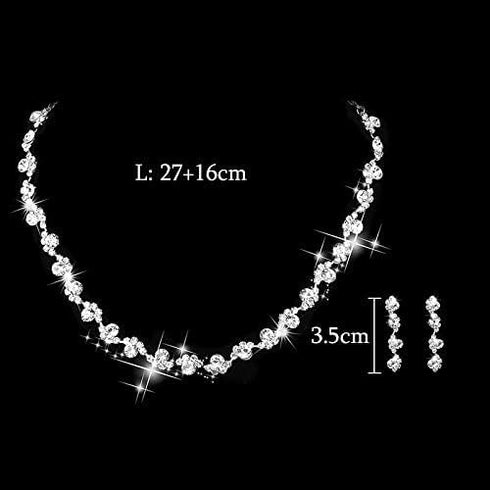 Unicra Bride Silver Necklace Earrings Set Crystal Bridal Wedding Jewelry Set Rhinestone Choker Necklace for Women and Brides...
