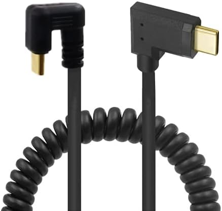Qaoquda USB C Coiled U Shaped Cable, 180 Degree USB 3.1 Type C Male to Male Spring Spiral Cable, 3A 10Gbps Fast Charging and Data Extension Cable,...