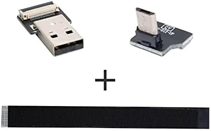 Cablecc Up Angled USB 2.0 Type-A Male to Micro USB 5Pin Male Data Flat Slim FPC Cable for FPV & Disk & Phone 200cm...