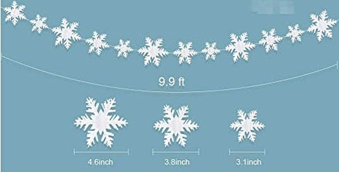 3D White Snowflake Garland - 24Pcs Winter Wonderland Hanging Snowflake Decorations for Christmas & Holiday Home Decor...
