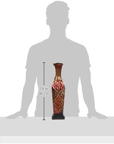 Elements Harlequin Embossed Decorative Metal Vase, Home Decor for Dried Flower and Artificial Floral Arrangements, Living Room, Bedroom, Table Cen...